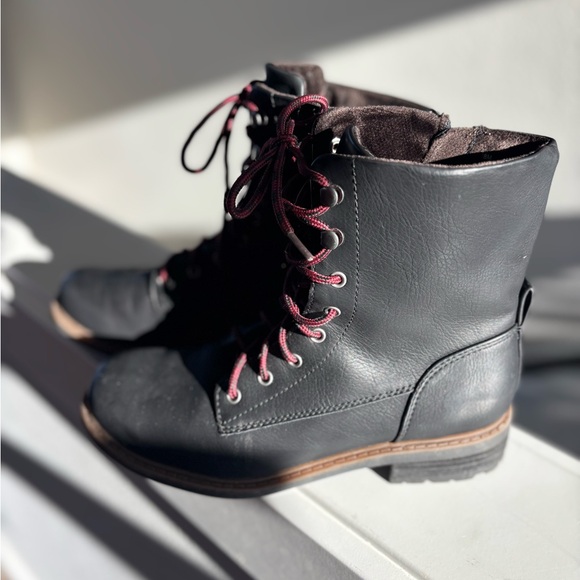 boc Shoes - boc Black and Burgundy Lace-Up Combat Boots